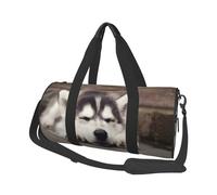 Sac de voyage rond en toile avec imprimé chien husky, imperméable et résistant aux déchirures. Sac de voyage pliable pour le w nd