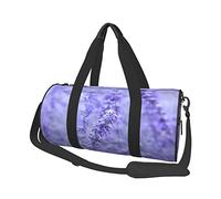 Sac de voyage rond en toile avec imprimé fleurs de lavande violette, imperméable et résistant aux déchirures. Sac de voyage pliable pour le week-end