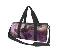 Sac de voyage rond en toile avec imprimé galaxie violette, imperméable et résistant aux déchirures. Sac de voyage pliable pour le week-end