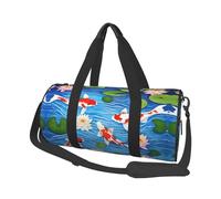 Sac de voyage rond en toile avec imprimé poisson japonais, imperméable et résistant aux déchirures. Sac de voyage pliable pour le week-end