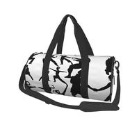 Sac de voyage rond en toile avec imprimé silhouettes d'arts martiaux, imperméable et résistant aux déchirures. Sac de voyage pliable pour le week-end