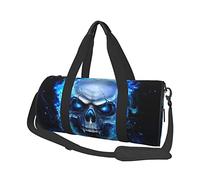Sac de Voyage Rond imprimé 3D, Sac de Sport avec tête de Mort Bleue pour Hommes et Femmes, Sac de Sport