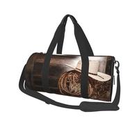 Sac de voyage rond imprimé chapeau de rodéo américain West en toile, imperméable et résistant aux déchirures. Sac de voyage pliable pour le w nd
