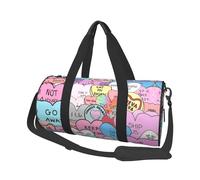 Sac de voyage rond imprimé cœur coloré, sac fourre-tout en toile, imperméable et résistant aux déchirures. Sac de voyage pliable pour le week-end