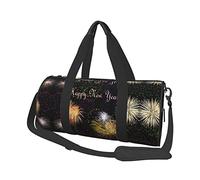 Sac de voyage rond imprimé « Happy New Year » en toile, imperméable et résistant aux déchirures. Sac de voyage pliable pour le week-end
