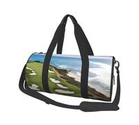 Sac de voyage rond imprimé parcours de golf de plage, sac fourre-tout en toile, imperméable et résistant aux déchirures. Sac de voyage pliable pour le week-end