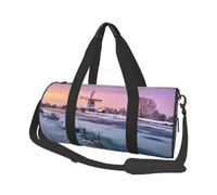 Sac de voyage rond imprimé paysage enneigé, sac fourre-tout en toile, imperméable et résistant aux déchirures. Sac de voyage pliable pour le w nd
