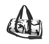 Sac de voyage rond imprimé silhouettes d'arts martiaux en toile, imperméable et résistant aux déchirures. Sac de voyage pliable pour le week-end