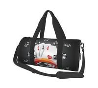 Sac de voyage rond imprimé tournoi de poker en toile, imperméable et résistant aux déchirures. Sac de voyage pliable pour le week-end