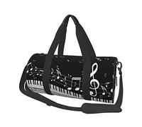 Sac de Voyage Rond Noir Blanc Note de Musique Sac de Sport pour Hommes Femmes Sac polochon Sac de Sport