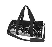 Sac de Voyage Rond Notes de Musique Piano Sac de Voyage avec Poche intérieure Sac à Main pour Hommes Femmes