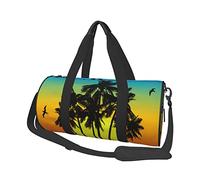 Sac de Voyage Rond Plam Tree île Tropicale au Coucher du Soleil Sac de Sport pour Hommes Femmes Sac de Sport Sac de Sport