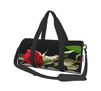 Sac de Voyage Rond Rose Rouge sur Piano Sac de Sport pour Hommes Femmes Sac de Sport Sac de Sport