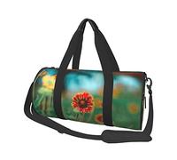 Sac de Voyage Rond Sac de Sport à Fleurs pétales Rouges et Jaunes pour Hommes Femmes Sac polochon Sac de Sport