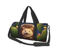 Sac de voyage rond vintage pour machine à expresso - Grande capacité durable pour les vacances, la gym, les voyages courts, Cactus hérisson, Taille unique