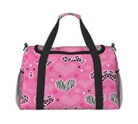 Sac de voyage rose avec imprimé cœur idéal pour les voyages longue distance et un usage quotidien, Noir , Taille unique