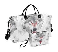 Sac de voyage, sac de sport Angry Wolfs avec sac de rangement, sac de week-end, sac de nuit pour homme et femme, voyage, sport, yoga, Multicolore, Taille unique