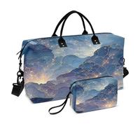 Sac de voyage sac de sport constellation loup hurlement nébuleuse tempête sac fourre-tout de nuit avec trousse de toilette pour avion, voyage, gym, yoga