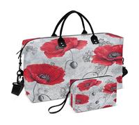 Sac de voyage sac de sport coquelicot sac fourre-tout de nuit avec trousse de toilette pour avion, voyage, gym, yoga, coquelicot, Taille unique, Mode