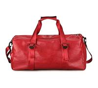 Sac de voyage, sac de sport en cuir, sac de week-end, sac de sport pour hommes et femmes (couleur : noir, taille : 47 x 26 x 23 cm) (rouge 47 x 26 x 23 cm)