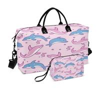 Sac de voyage, sac de sport Little Blue Pink Whale avec sac de rangement, sac de week-end, sac de nuit pour homme et femme, voyage, sport, yoga, Multicolore, Taille unique