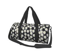 Sac de Voyage, Sac de Sport, Sac fourre-Tout de Voyage, Sac de Nuit, Sac de Week-End de Sport pour la Natation, Le Yoga,Marguerites Fleurs Florals Fleur Noir Et Blanc Simple