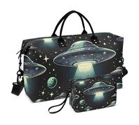 Sac de voyage, soucoupe volante dans le cosmos foncé, sac de gym avec sac de rangement, sac de week-end, sac de nuit pour homme et femme, voyage, sport, yoga, Multicolore, Taille unique
