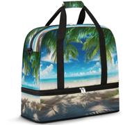 Sac de voyage sur le thème de la plage d'été pour femmes et hommes, sac de week-end, sac fourre-tout pliable et séparé, 47 l pour le sport, la gym, le yoga, couleur, 47 L, Organiseur de sac