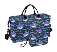 Sac de voyage surdimensionné avec motif poissons fluorescents et vagues de mer avec sangle réglable pour l'entraînement pliable bolsas grandes para mujer