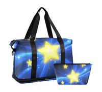 Sac de voyage surdimensionné bleu et doré ciel romantique sac de week-end avec trousse de toilette pour voyage d'affaires imperméable, ciel romantique bleu et or, taille unique, Ciel romantique bleu