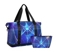 Sac de voyage surdimensionné bleu foncé avec trousse de toilette pour voyage, Astrologie du tarot mystique bleu foncé, 1 size
