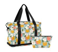 Sac de voyage surdimensionné multifonctionnel - Motif fruits du paradis coquin - Vert clair - Avec articles de toilette pour les voyages d'affaires