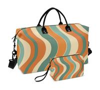 Sac de voyage surdimensionné orange et bleu sarcelle avec sangle réglable pour les voyages d'affaires - Multifonctionnel - Motif orange et bleu sarcelle - Taille unique, Motif sans couture orange et