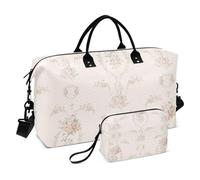 Sac de voyage surdimensionné vintage avec sangle réglable pour le yoga Motif floral pêche Grande capacité