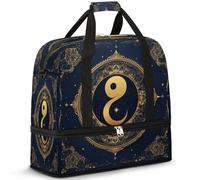 Sac de voyage Tai Chi Art pour femmes et hommes, sac de week-end, sac fourre-tout pliable et séparé, 47 l pour le sport, la gym, le yoga, couleur, 47 L, Organiseur de sac