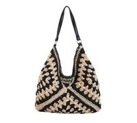 Sac de voyage tissé pour femme, sac à main en tricot creux, sac de plage, grand sac de courses portable pour la plage, les vacances, les pique-niques, les fêtes, une utilisation décontractée, style 3