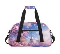 Sac de voyage Tour Eiffel à fleurs pour femmes, hommes, enfants, filles, garçons, pour la nuit, le week-end, sac de voyage, sac de sport de 24 L, sac de sport sac de sport sac fourre-tout de pratique