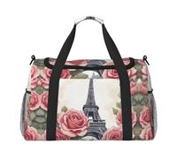 Sac de voyage Tour Eiffel Rose Fleur Sac de voyage Sac de w nd pour femmes hommes pour les aventures en plein air, idéal pour le camping et la randonnée, Noir/blanc, One Size