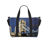 Sac de voyage Tower Bridge In London imprimé splendide, pour salle de sport et voyage, idéal pour les escapades sportives du week-end, noir, One Size