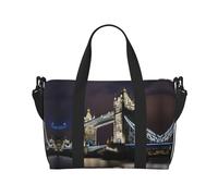 Sac de voyage Tower Bridge In London imprimé splendide, pour salle de sport et voyage, idéal pour les escapades sportives du week-end, noir, One Size