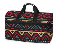 Sac de voyage vintage africain en zigzag pour hommes, femmes, garçons, filles, adolescents, sac de sport surdimensionné avec compartiment à chaussures, sac de nuit, sac de yoga, sac à main