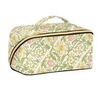 Sac de voyage vintage doré Lily William Morris avec séparateurs essentiels Trousse de maquillage avec poignée Accessoires de voyage
