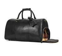 Sac de Voyage Vintage en Cuir pour Homme Sac à Bandoulière Bagage à Main 52cm pour Week-End Sport d'avion, 9804 Noir