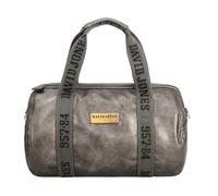 David Jones Paris - Sac polochon Femme Homme en Similicuir grainé - Grand Format Cabine avec bandoulière - Sac Sport, Week-End ou Ville (Dark Silver)