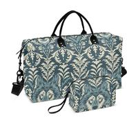 Sac de voyage William Morris Style Design Loup Sarcelle Sac de week-end avec trousse de toilette pour voyages d'affaires imperméable bolsos para viajar