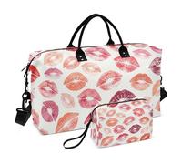 Sac de w nd 2 pièces Combo plein imprimé poche filet rangement pratique, Lèvres chaudes, One Size, Classique