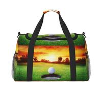 Sac de week-end avec imprimé balle de golf, coucher de soleil et arbre