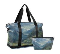 Sac de week-end avec poche humide et sangle réglable - Motif paysage de campagne - Pour le sport - Multifonctionnel - Pour homme et femme