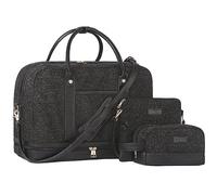 Sac de Week-End en Toile pour Femme - Grand Sac fourre-Tout de Voyage à bandoulière avec Compartiment à Chaussures, Parfait pour Les Voyages, Un Usage Quotidien, Un Cadeau d'anniversaire, Noir