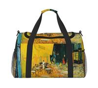 Sac de week-end imprimé café terrasse la nuit pour femme, sacs de voyage, articles personnels, sac de voyage, sac de voyage, accessoires de voyage, Noir , Taille unique